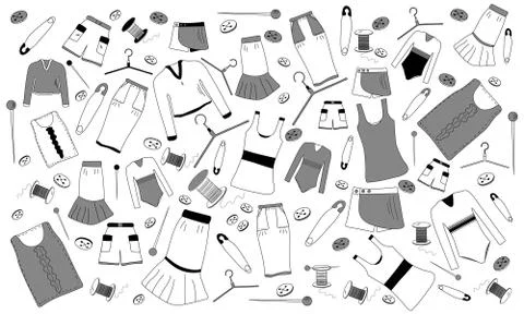 Background for sewing atelier, workshop Illustration