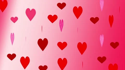 Background Shades of Red Hearts Falling down Stock Footage 263158376
