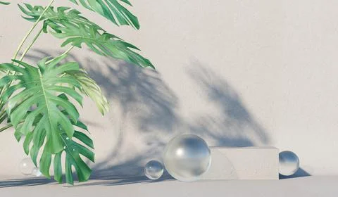 Background with a shadow from a bush on the wall. Cover, postcard. 3D renderi Stock Illustration