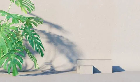 Background with a shadow from a bush on the wall. Cover, postcard. 3D renderi Stock Illustration