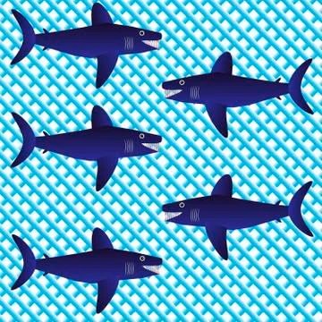 Background with sharks Stock Illustration