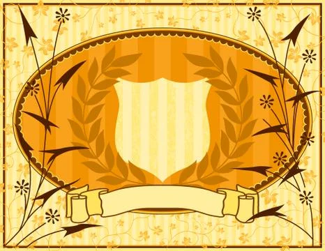 Background with shield and floral elements Illustration