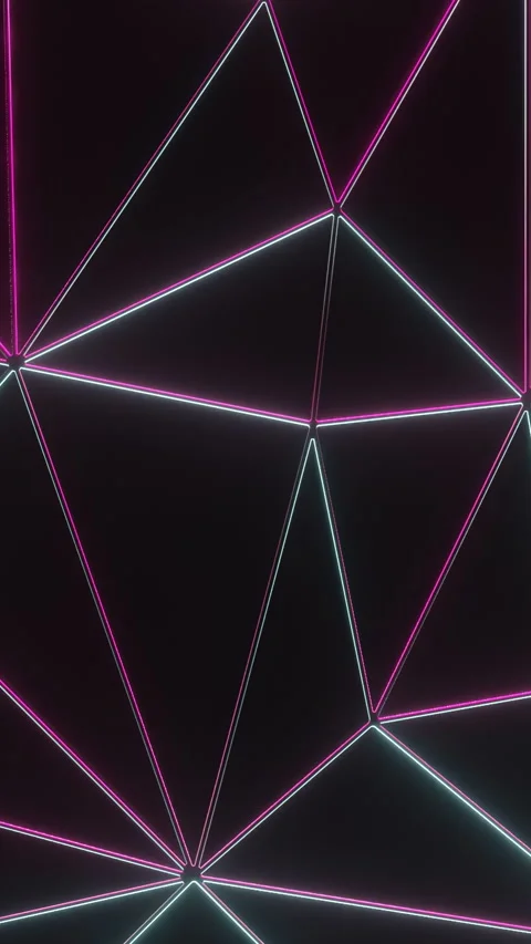Background with shimmering triangular grid. Design. Triangular grid with neon Stock Footage 283283543
