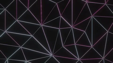 Background with shimmering triangular grid. Design. Triangular grid with neon 스톡 일러스트