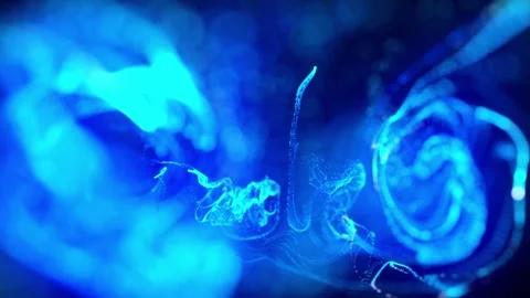 Background of shiny ink effect advection. injection of fluorescent blue ink in Stock Footage 223237174