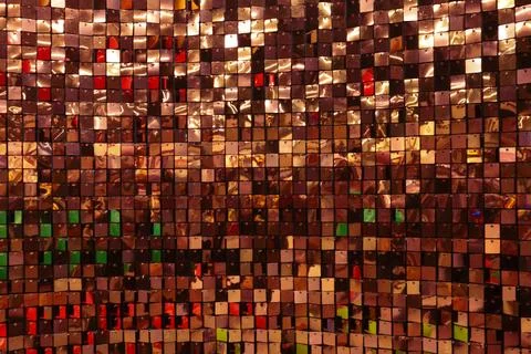 Background of shiny multi-colored foil squares Stock Photos