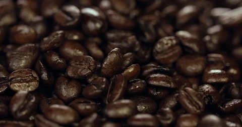 Background Shot Of Coffee Beans 4K Close Up Shot Of Delicious Dark Coffee Bean  Stock Footage 113353926