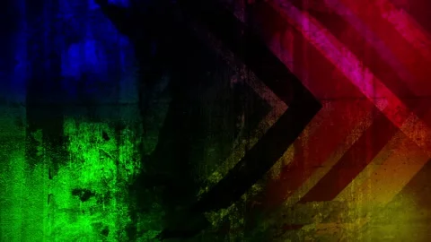 Background shows a grunge wall texture and colorful light effects Stock Footage 160655737