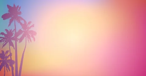 Background with silhouette of palm trees and tropical sunrise. 2d animation Stock Footage 122217359