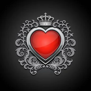 Background with silver glossy heart Stock Illustration