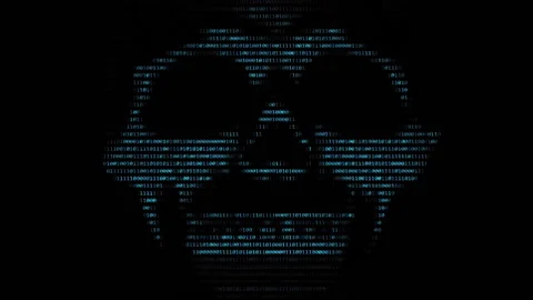 Background with skull made of digits Stock Footage 88357536