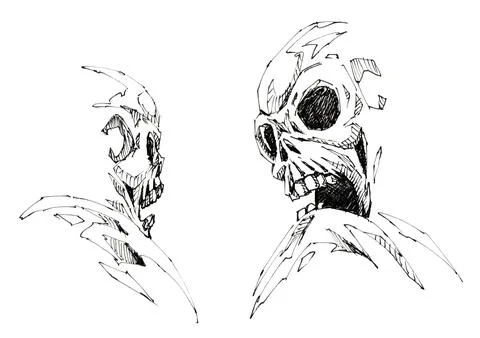 Background skull sketch ink Stock Illustration