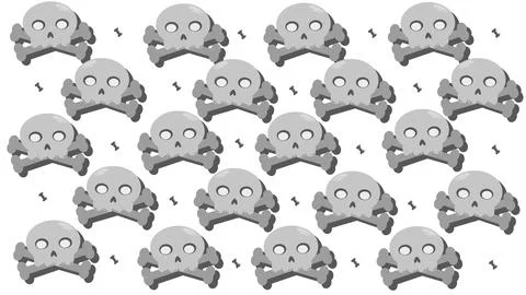 Background with skulls and crossbones on background of small bones Stock Illustration