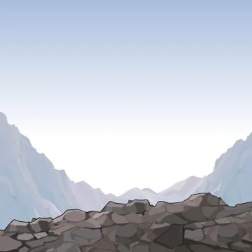 Background to the sky view from the top of a stone mountain to a mountain val Stock Illustration