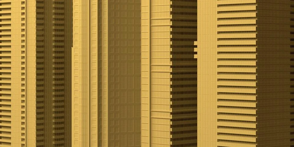 Background with skyscraper facades in plain yellow Stock Illustration