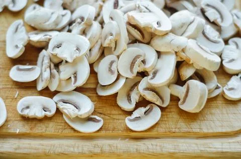 Background of sliced mushrooms Stock Photos