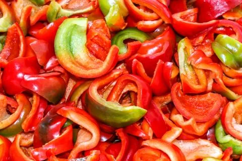 Background from sliced peppers Stock Photos