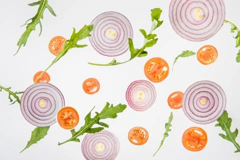Background sliced red tomatoes red Stock Photos