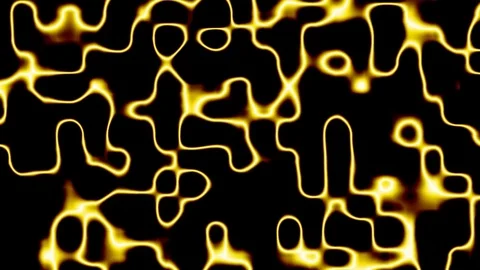 Background with slow motion of mitochondrial filaments in black and yellow Vidéo 71049731