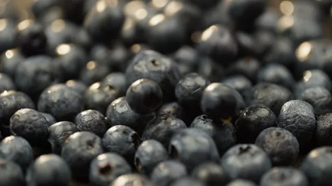 Background slow motion video of blueberries falling on berries. Stock Footage 277999355