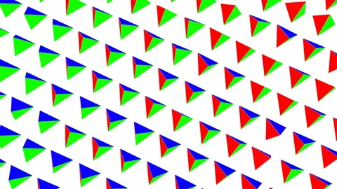 Background of slowly moving triangular tricolor pyramids. abstract animated loop Video stock 141232627