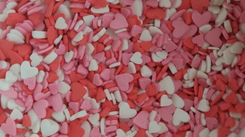 Background of small colored hearts of red white pink color Video stock 199284676