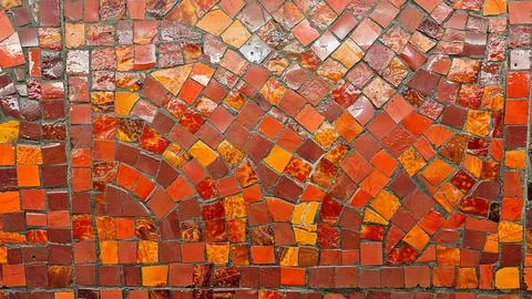 Background of small red glossy tiles, pattern Stock Photos