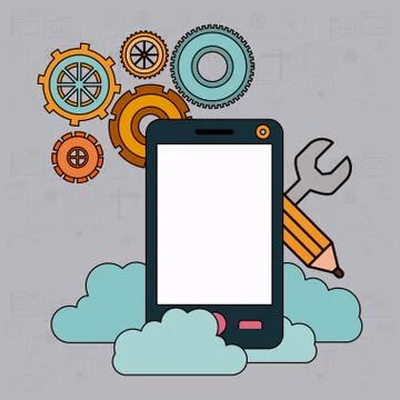 Background with smartphone and storage cloud service イラスト素材