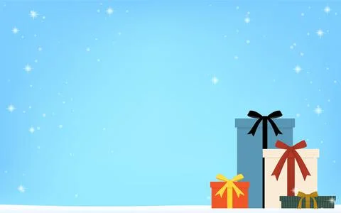 Background of snowing sky with lined up presents Illustrazione stock