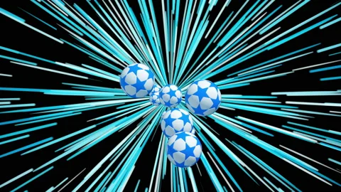 Background of soccer balls in blue Stock Footage 152089442