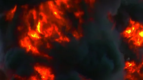 Background of a solid giant fire with black smoke. Stock Footage 115176468