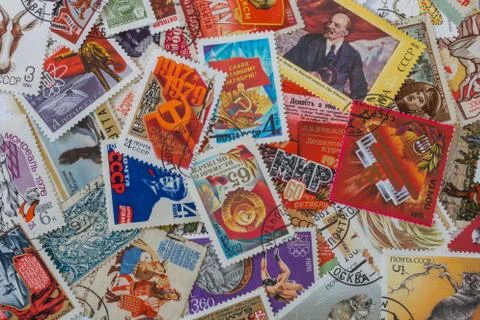 Background from soviet  post stamps Stock Photos