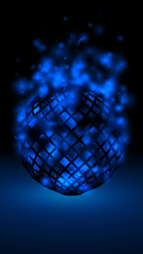 Background with Sphere in Cold Particles, 3D Render, Reflection, Exclusive Stock Footage 268611668
