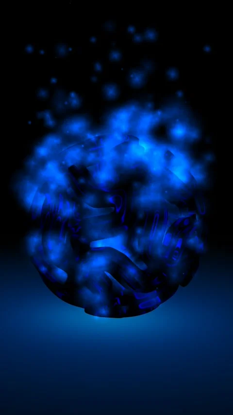 Background with Sphere in Cold Particles, Reflection, Exclusive, 3D Render Stock Footage 268611535