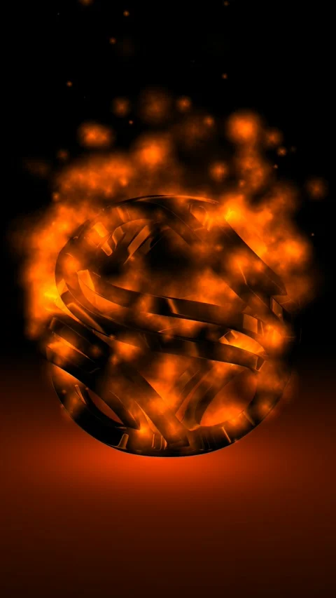 Background with Sphere in Fire Particles, Exclusive, Reflection, 3D Render Stock Footage 268611380