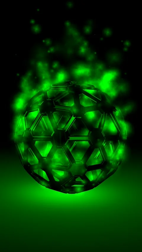Background with Sphere in Green Particles, 3D Render, Exclusive, Reflection Stock Footage 268611759