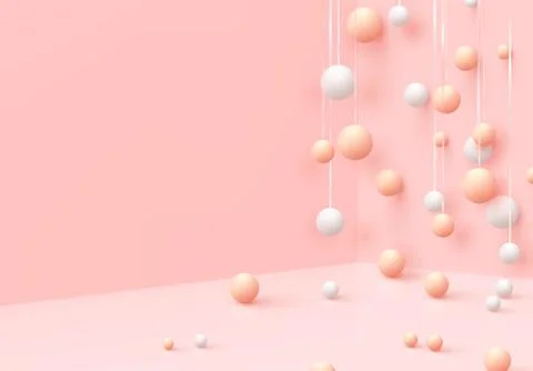 Background with spheres. scattered vertically and horizontally. Minimal abstr Stock Illustration