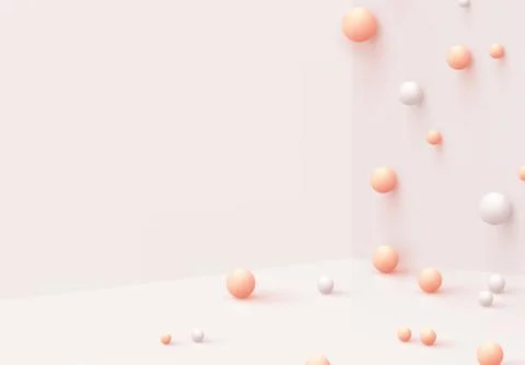 Background with spheres. scattered vertically and horizontally. Minimal abstr Stock Illustration