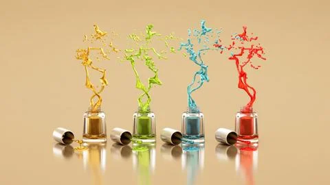 Background with a splash of nail polish in different colors. Fashion, glamor. Stock Illustration