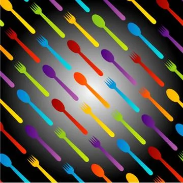 Background with spoons and forks Stock Illustration