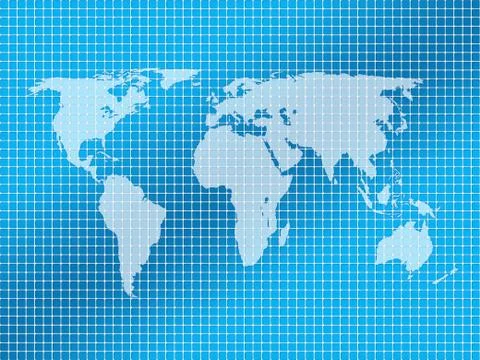 Background squares and world map Stock Illustration