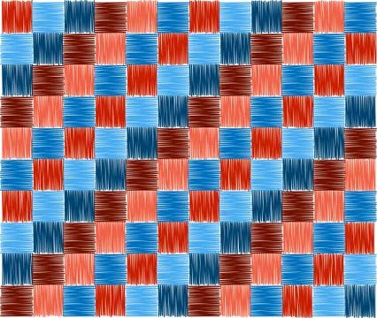 Background squares blue red embroidery Stock Illustration