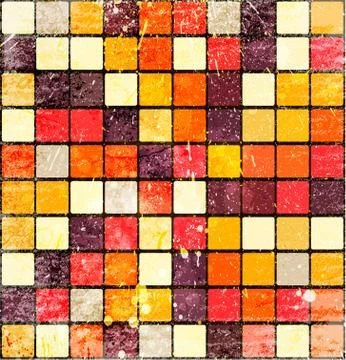 Background of squares on grunge paper. Stock Illustration