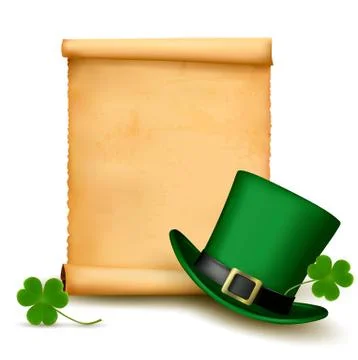 Background with st. patrick's day hat with clover. vector illustration. vecto Stock Illustration