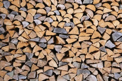 Background from a stack of firewood Foto stock