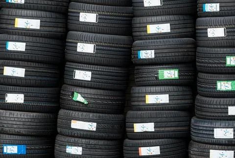 Background Of A Stack Of Tires Stock-Fotos