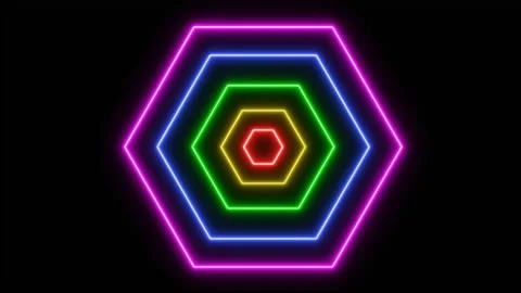 Background For Stage, Hexagons Of Flickering Multicolor Neon Abstract Shapes Stock Footage 152949280