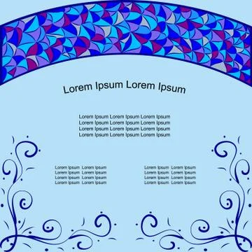 Background with a stained-glass pattern and ornate lines Stock Illustration