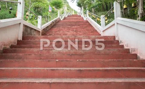 Background of stairs with colorful ceramic mosaic, Thailand Stock Photos