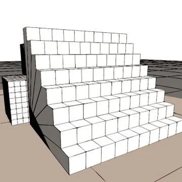 Background with stairs in the style of an old computer graphics Stock Illustration